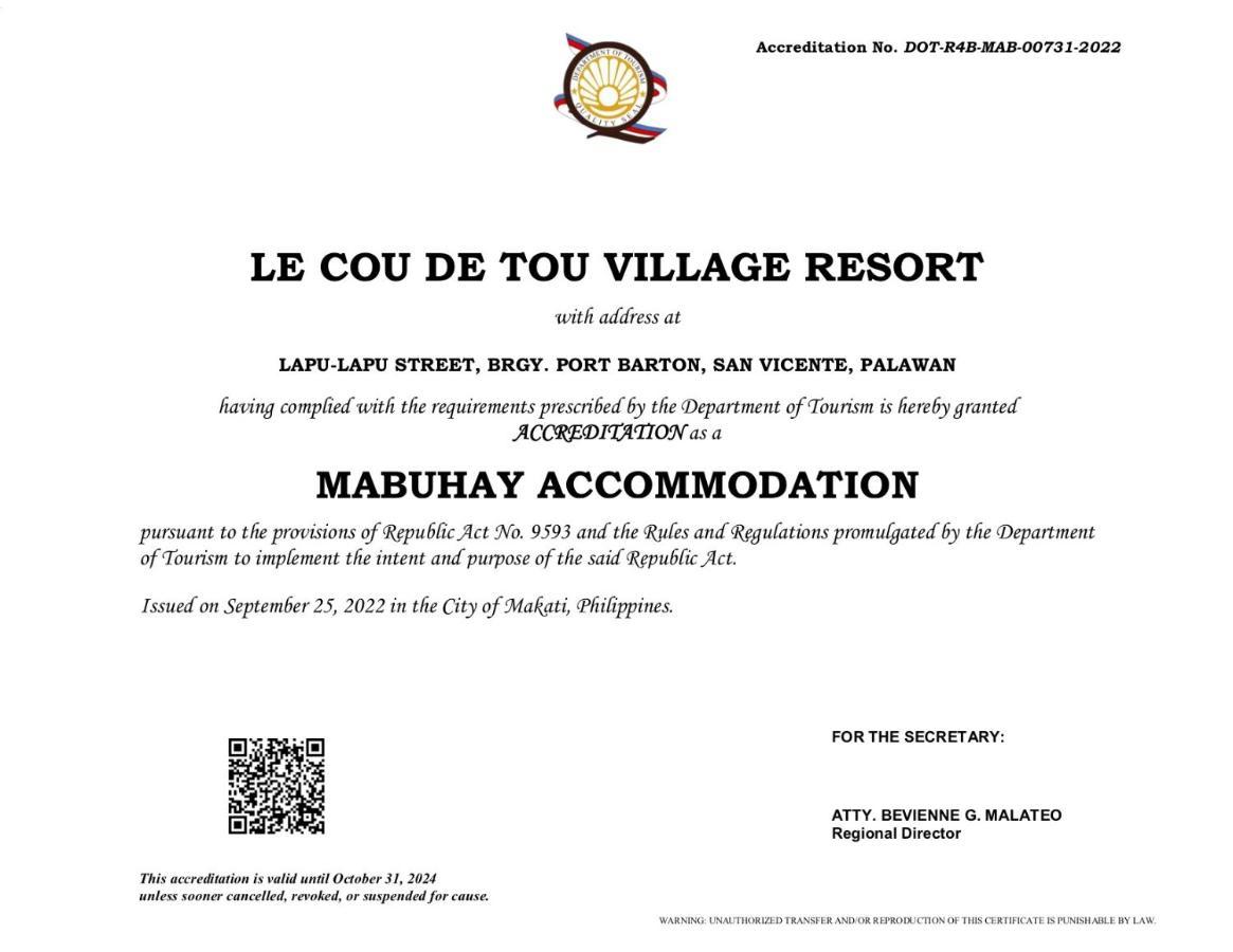 Le Cou De Tou Village Resort San Vicente  Dış mekan fotoğraf